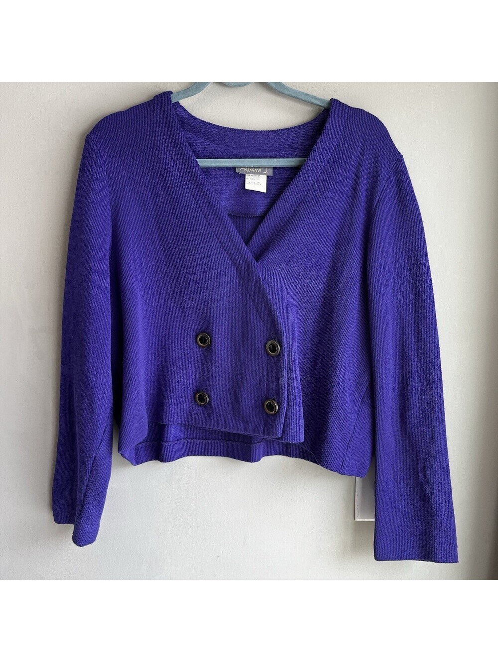 Vintage Allison J Purple Button Cardigan Sweater Size 10 Made In USA